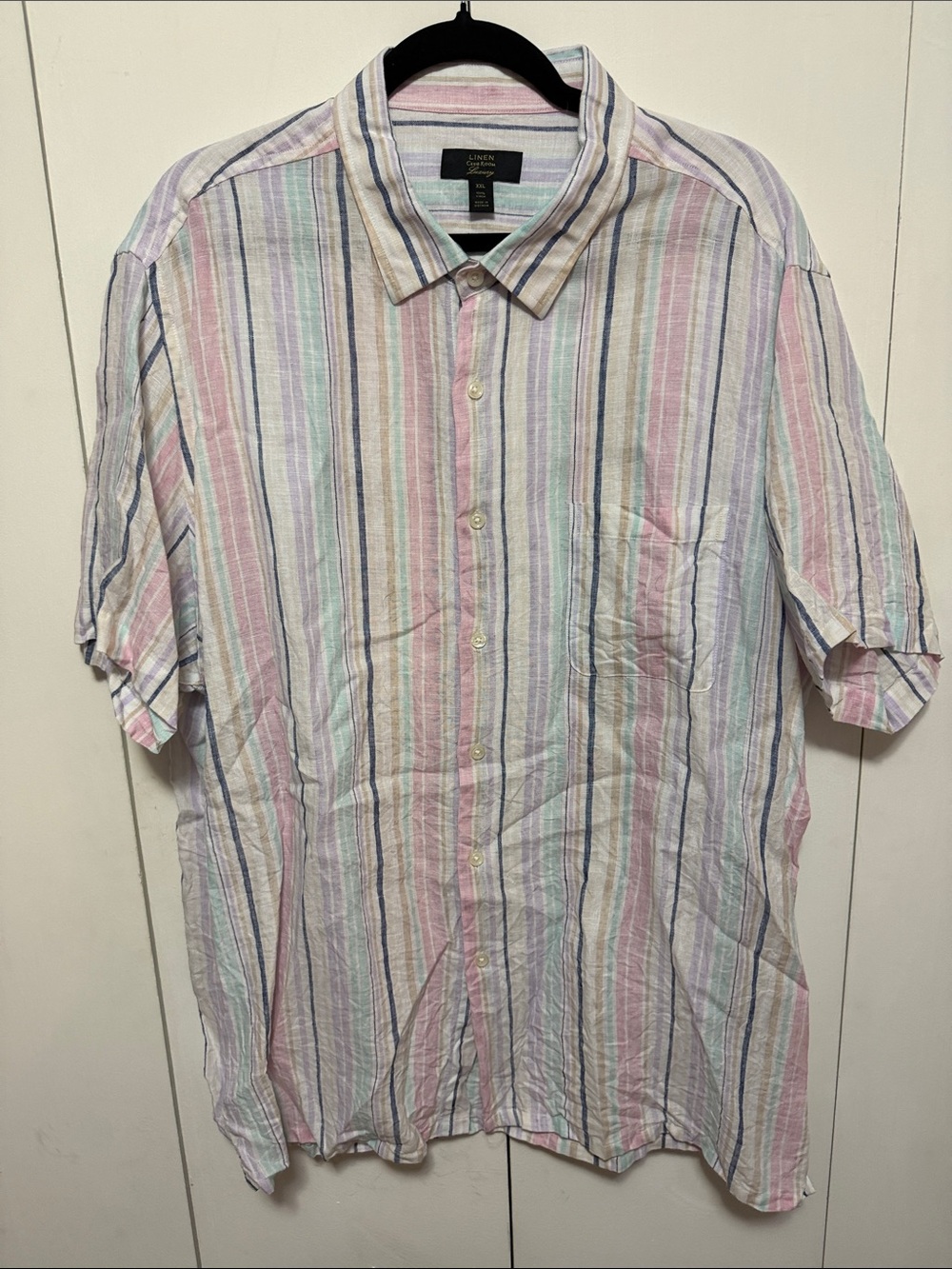 Club Room Pastel Multicolor Vertical Stripe Short-Sleeve Shirt